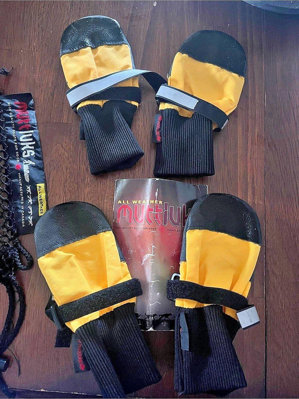 Muttluks All Weather Dog Boots Black & Yellow